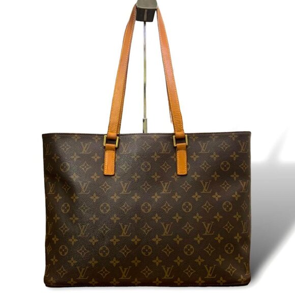Authentic LOUIS VUITTON Monogram Luco XL Tote Shoulder Bag LV Brown Tan - Picture 3 of 11